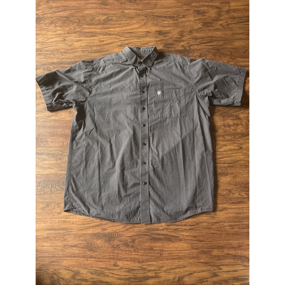 Ariat AriatTEK Men's Short Sleeve Button-Up Shirt Pockets grayish Black XLT